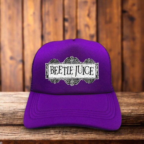 Beetlejuice Unisex Trucker Hat Purple 80s Horror Comedy Tim Burton Keaton Cap - Picture 1 of 4